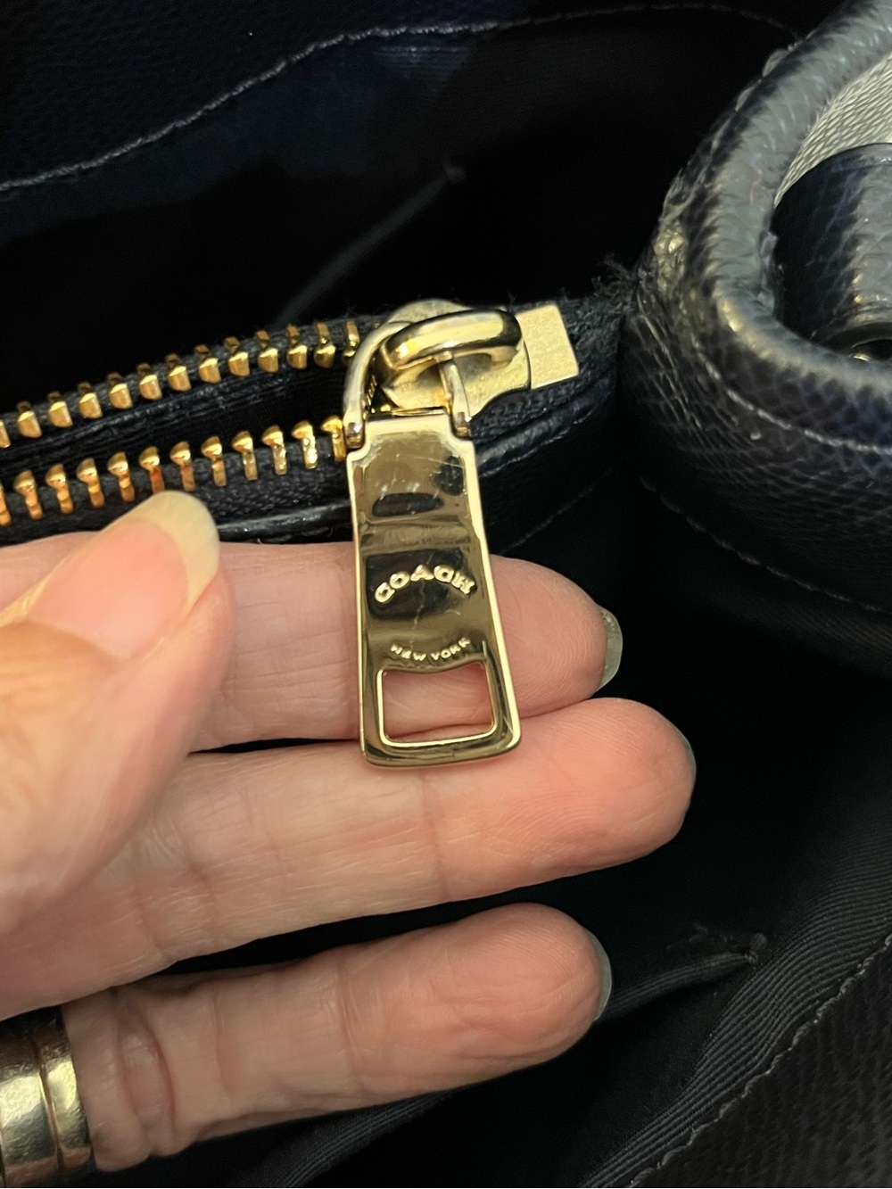 Coach Margot Studded Carryall Midnight Blue Leather F35274 Excellent Condition - Picture 12 of 13